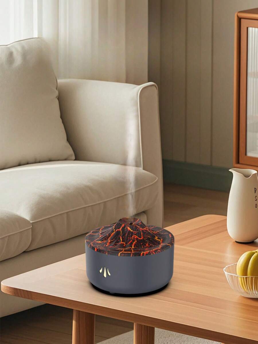 300毫升 白色/黑色 7色火焰香薰加湿器，带精油功能，USB供电桌面火焰雾化加湿器，适用于卧室客厅，装饰香薰氛围灯，可作为朋友生日节日礼物 - 彩色 - 查看 1