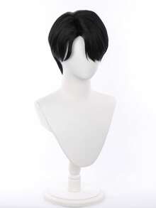 12英寸短款黑色韩流动漫Ji Nu波波头假发角色扮演合成万圣节派对耐热假发 - 黑色 - 查看 3