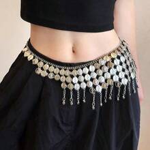 1pc Boho Belly Dance Waist Chain, New Exotic Belly Dance Waist Sash, Dance Costume Waist Belt With Tassel Coin Decor Fall, Autumn, Halloween - 彩色 - 查看 14