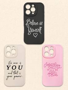 3件套多色字母印花手机壳，带摄像头保护，兼容和Galaxy智能手机 - 彩色 - 查看 44