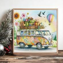 1 Set de Decoraciones Navideñas - Kit de Punto de Cruz de Furgoneta Camper de Viaje por Carretera, Materiales de Artesanía y Manualidades de Bordado DIY, Decoración de Bordado de Punto de Cruz 11CT, Regalo Creativo Hecho a Mano para Aliviar el Estrés. Juego Completo de Decoración del Hogar con Bordado de Punto de Cruz Impreso, Adecuado para Decoración del Hogar, Arte de Punto. Marco no incluido - Multicolor - Ver 4