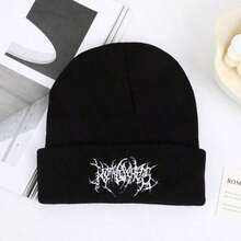 1pc/2pcs Gothic Style Men Scar Embroidery Knit Beanie, Women Fashion Street Ski Hat, Warm Versatile Windproof Loose Outdoor Cycling Oversized Cap, All Season Pom Pom Hat, New Year Warm Knit Hat, Suitable, Halloween, New Year Holiday Parties.Gothic Knit Hat Is An Excellent Holiday Friends, Family And Colleagues. - 彩色 - 查看 5