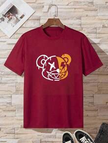 Hombres Camiseta con estampado de dibujos animados - Verde militar - Ver 2