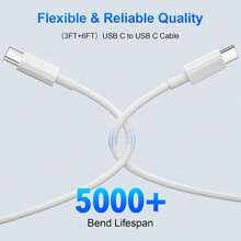USB-C 数据线，支持 100W 快充，超长 USB-C 转 USB-C 数据线，Type-C 充电器，兼容 17/16 Pro Max/15、iPad Pro/Air、Galaxy S25/S24 Ultra/S23，白色，兼容 - 彩色 - 查看 5