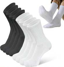 Gyuochun Calcetines 8 Pares para Hombre Mujer, Calcetas Deportivos Largos, Calcetas con Parte Inferior de Toalla Gruesa Transpirable Antideslizantes, Calcetines Acolchados para Correr, Baloncesto - 1 - Ver 4