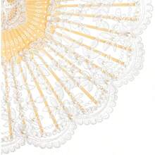 NEW-Lace Hand Fan Non-Foldable Vintage Bridal Handheld Fans With Rhinestone And Embroidered For Wedding Decoration Dancing Party (Gold) - C-白色 - 查看 4