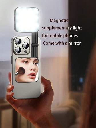 便携式环形灯，三种模式 - 便捷磁吸设计，750mAh电池，还可用作手机支架和镜子。可180°旋转和翻转。自信直播 - 带LED面板的自拍灯，适用于笔记本电脑、iPad、单反/傻瓜相机 - 可用于录制、直播、Vlog、通话 - 适用于智能手机和相机的LED灯，补光灯，适合自拍、直播和摄影。便携式补光灯，适用于自拍、直播、摄影和手机补光。