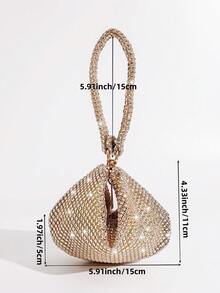 Túi cầm tay mini đính đá trang trí, túi xách thanh lịch dành cho nữ, thích hợp cho tiệc tùng, sự kiện, sử dụng hàng ngày, hẹn hò, mua sắm, có thể dùng làm ví đựng tiền xu, túi xách thời trang - Rượu sâm banh - Xem 10
