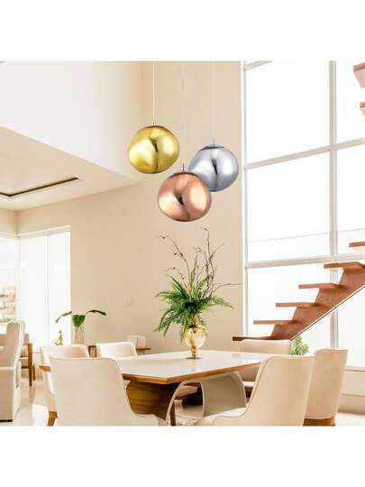 Alpinaluz Suspension Of Ceiling Avec Abat-Jour En Verre Doré Métallisé Au Design Moderne, Douille E27 Pour Salon Et Alle à Manger. view 5