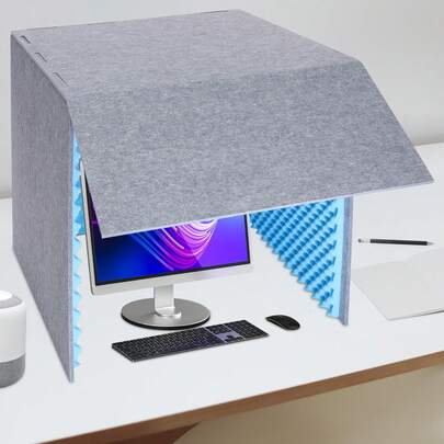 Rainaut 1PCS Tabtop Sponge+Polyester Desktop Soundproof Cover, Isolation Booth, Vocal Sound Absorbing Shield For Recording Studios, Control Rooms, Offices, Home Studios, Home Entertainment Theatres, And Home Offices