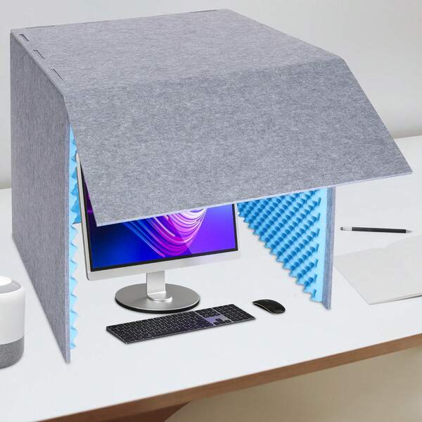 Rainaut 1PCS Tabtop Sponge+Polyester Desktop Soundproof Cover, Isolation Booth, Vocal Sound Absorbing Shield For Recording Studios, Control Rooms, Offices, Home Studios, Home Entertainment Theatres, And Home Offices