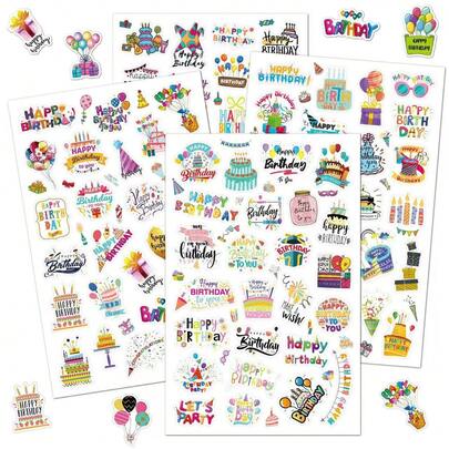 Happy Birthday Stickers, Cartoon Happy Birthday Gift Party Decorations Stickers