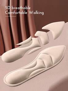 1双女士5D缓震鞋垫，柔软、减震、吸湿排汗，舒适全长，适用于高跟鞋、运动鞋、休闲鞋 - 米色 - 查看 6