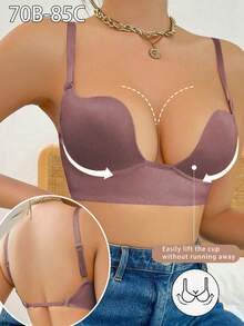 Curved Cup Women Bras With Underwire Support, Push Up Design, Soft And Comfortable Lingerie - Brown - View 4