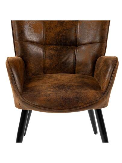 Meubles Cosy Elegante Bruin Suede Dining Chair, Com Tafel Seat, Moderne Metal Legs, Kitchen, 72 62 90.5 Cm view 6