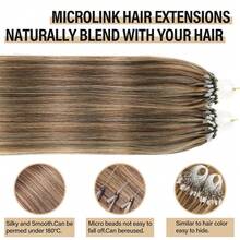Micro Loop Hair Extensions Real Natural Straight Micro Ring Link Hair 12"-20" Loop Ring Human Hair Extension Black Brown Blonde 30g/Pack - SP01 - View 6