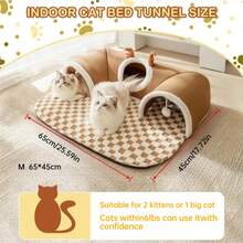 XL Brown Cat Tunnel Bed, Suitable For Multiple Cats, Small Cat Hide-And-Seek Tunnel Bed With Ball Toy, Removable And Washable Small Animal Tunnel, Suitable For Small Cats And Rabbits - Multicolor - View 11