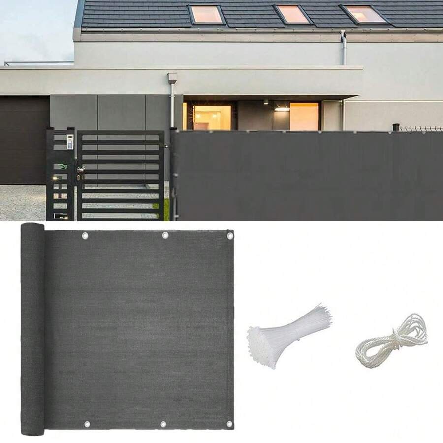 Pantalla de privacidad para valla de 90 cm x 5 m, para balcón, cubierta de privacidad, parabrisas para porche, terraza al aire libre, patio, balcón, para cubrir el sol, Valla de privacidad de 2.95 x 16.4 pies, cubierta de sombra de esgrima resistente para pared, jardín, patio trasero - Gris Oscuro - Ver 1