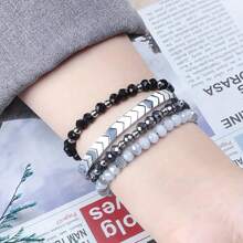 38/42 mm Bracelet fait main de perles de cristal - Design respirant, compatible avec l', accessoire d'affaires élégant pour le travail, les fêtes et les sports, cadeau parfait pour les filles, bracelet de fête, bracelet de montre de sport, bracelet , bracelet élégant, matériau léger, perles en résine, bracelet de montre connectée, bijou portable, mode active, mode féminine - Bracelet noir - Voir 3