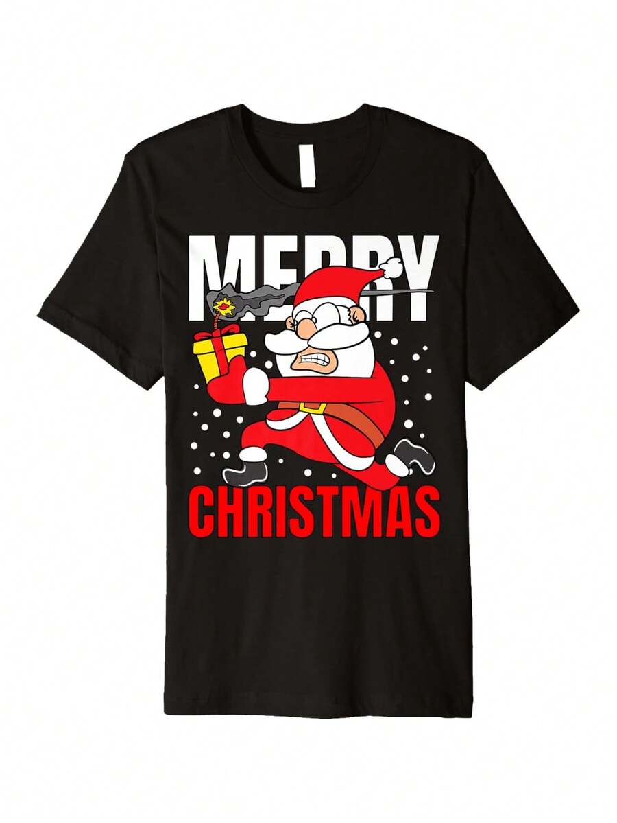 Camiseta Navideña Divertida de Santa Claus para Niños y Niñas - 100% Suave y Transpirable y Camiseta Festiva con Impresión de Feliz Navidad, Letras de Lista de Traviesos y Gráfico de Santa - Camiseta Casual de Cuello Redondo Lavable a Máquina para Fiestas y Regalos de Navidad (Negro con Letras Rojas), Camiseta Divertida de Navidad, Ropa de Niño, Camiseta Gráfica de Niño, Ropa de Adolescente, Ropa de Niño Vieja, Regreso a Clases, Camiseta para Niño, Camiseta de Niño, Camiseta de Niño, Cosas de Béisbol, Camiseta Gráfica de Adolescente, Top de Niño, Goteo de Fútbol - Negro - Ver 1