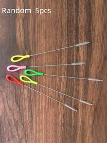 3pcs/5pcs Set Reusable Stainless Steel Cleaning Brush, Suitable For Cleaning Glass, Silicone, Metal Straws, Kitchen Supplies (Random Delivery)