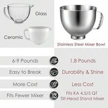 5 Quart Stainless Steel Mixing Bowl For KitchenAid Artisan And Classic Series TiltHead Stand Mixers Compatible With 4.5 And 5 QT Models Durable Silver Finish Ideal For Baking Cooking And Food Preparation Applications HighQuality Replacement Bowl With Smooth Interior And Secure Fit - 銀色 - 查看 6