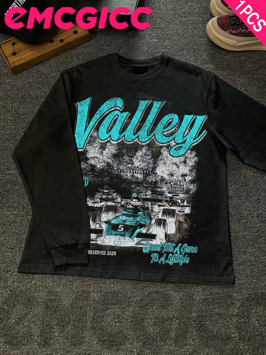 EMCGICC Manfinity Y2k Thin Long Sleeved T-Shirt For Men,Graphic T Shirt Cotton 220g,Fashionable Hip-Hop For Men -  Long Sleeve T-Shirts, Funny Vintage Shirts,Regular Fit, Street Style, Digital Print,  Ideal Gift - màu đen - Xem 1