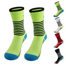 زوجان من جوارب الدراجات، جوارب متوسطة الطول متينة للرياضات الخارجية للرجال والنساء، خريف/شتاء