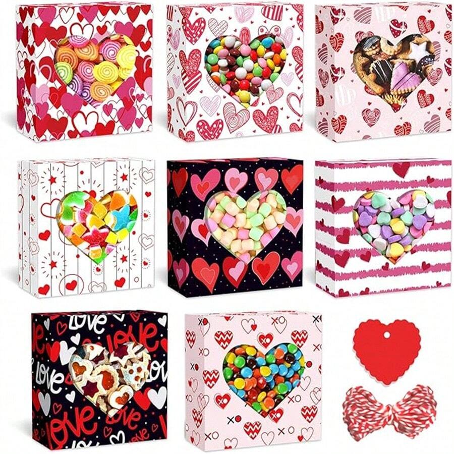 Heart Candy Gift Box With Window Valentines Day Chocolate Cookie Packaging Paper Boxes Wedding Birthday Party Supplies - Multicolor - View 1