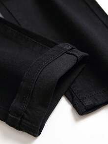 Men's Slim Fit Distressed Denim Jeans, Motorcycle Style Skinny Leg Pants - Black - View 5