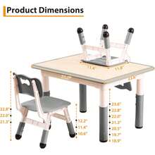 Conjunto de mesa y 4 sillas para niños, escritorio con altura ajustable para edades de 2 a 8 años, mesa para arte y manualidades, escritorio con grafiti, patas antideslizantes, capacidad máxima de 300 lbs, mesa multiactividades infantil para aulas, guarderías y hogar. - Gris - Ver 9