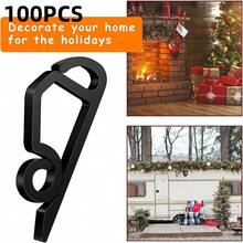 100个专业灯夹，耐候型排水槽挂钩，带排水槽，适用于屋顶、树木、围栏灯安装，多季节节日装饰解决方案（黑色） - 100pcs - 查看 9