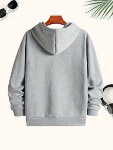 50% Cotton 50% Polyester Men's Warm Hoodie: Christmas Printed Pattern, High-Quality Skin-Friendly Fabric, Drawstring Design, Autumn & Winter Essential, Perfect for Daily Wear, Street, Gym, Basketball, Fishing. Men'S casual hooded sweatshirt - Gris - Ver 2