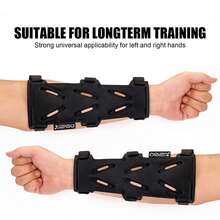 Protector de brazo de arco recurvo tradicional para equipo de tiro con arco, diseño ergonómico, cierre rápido, correa ajustable, apto para diestros y zurdos - Negro - Ver 3
