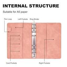 A6 Refillable 6 Ring Faux Leather Budget Binder,Mini Notebook Binder Cover For A6 Filler Paper,Loose Leaf Personal Planner Cover With Magnetic Buckle Closure (Pink){Inchcolor_nameinch:InchPinkinch,Inchsize_nameinch:InchA6inch} - Hồng - Xem 3