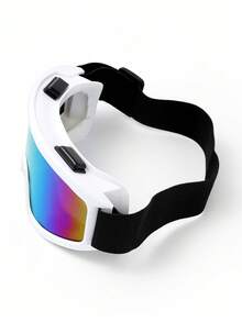 1pc Extra Large Ski Goggles With White/Black/Silver Coated Reflective Polycarbonate Anti-Explosion Lenses, 4 Ventilation Holes, Outdoor Sandproof Eye Mask, Windproof Face Mask, Adjustable Strap, Suitable For Skiing, Motorcycling, Comes With Anti-Fog Cloth - 白色 - 查看 6