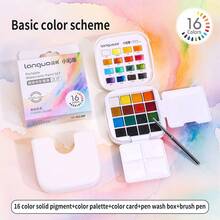 1 Set Of 16 Colors Solid Watercolor Paint, Portable Watercolor Paint Set For Sketching, Hand Painting, Graffiti, Suitable For Artists, Crafts, Christmas, Thanksgiving, New Year, Easter, Holiday Gifts, Card Making, Metal, Ceramic, Glass, Halloween Decoration - Watercolor Paint Set - View 14