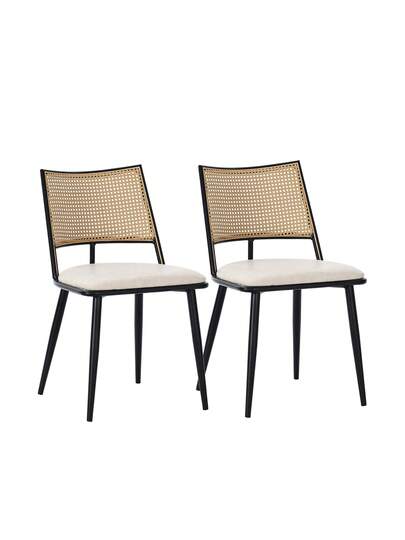 Pu Seat Cushion Rattan Chair, Beige, Black, Pieces, Restaurant, view 3