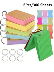 Index Cards, 6/12PCS/300/600 Sheets Random Colored Flash Cards With Rings And Stickers, 3x5 Inches Note Cards, Lined Notecards Ruled Study Card Flashcards For Studying, Learning, School, College Supplies, Memory - Multicolor - View 9