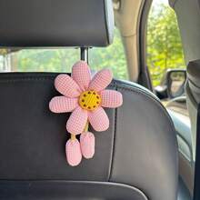 AD 1 件可爱雏菊花高档汽车座椅靠背挂钩，多功能车内储物小挂钩，适合女士