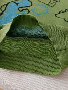 Young Boy Cute Dinosaur Pattern Knitted Pullover Sweater, Suitable For Daily, Vacation, Spring, Autumn, Winter