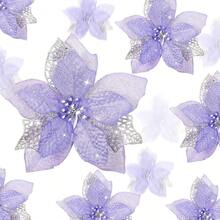 24 Pieces Christmas Artificial Glitter Poinsettia Flowers Xmas Flowers Wedding Christmas Tree New Year Ornaments(Light Purple),26173580 - 紫色 - 查看 1