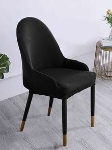 1/4/6pcs Solid Color Minimalist Chair Cover For Home, Bedroom, Dining Room Chairs - Black - View 4