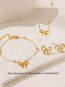 3件套简约优雅18K镀金不锈钢雏菊首饰套装，适合女性日常佩戴和送礼。 - 項鍊套裝1 - 查看 5