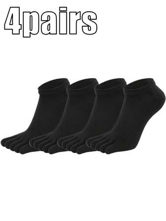 4双装纯色男士分趾袜，舒适柔软透气，时尚运动休闲风，适合户外穿着。