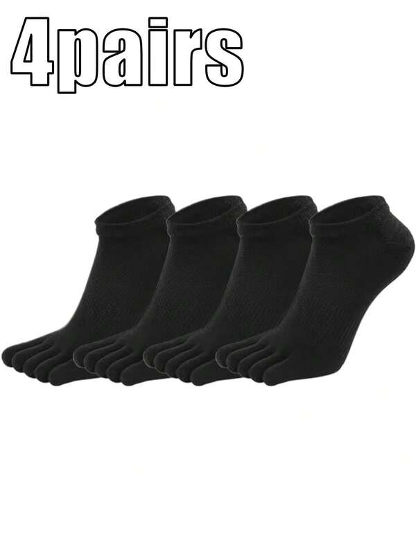 4 Pares de Meias para os Dedos dos Pés de Cor Sólida para Homens, Confortáveis, Macias e Respiráveis, Estilo Esportivo e Casual da Moda, Adequadas para Uso Externo
