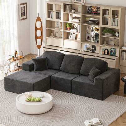 Devoko Modern Modular L-Shape Sofa With Chaise,Cloud Sectional Couch, Upholstered Couches For Living Room