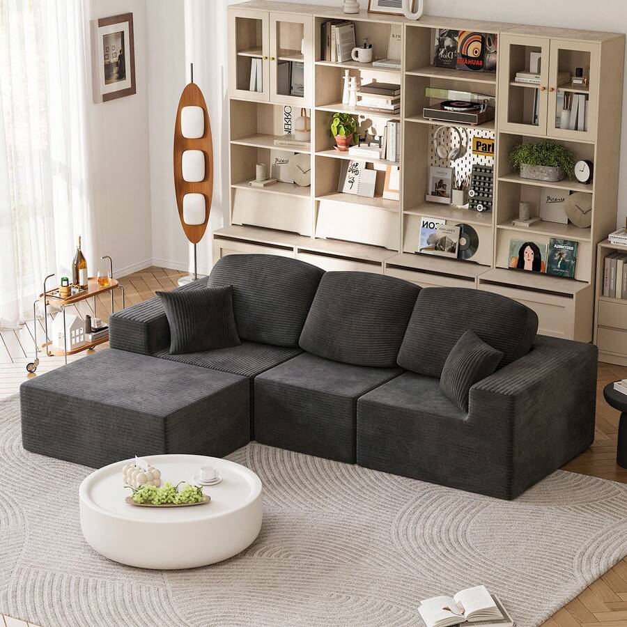 Devoko Modern Modular L-Shape Sofa With Chaise,Cloud Sectional Couch ...