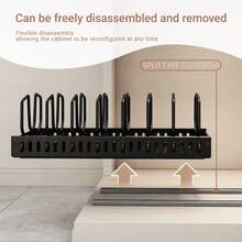 Stozle Pull Out Pot Lids Organizer Rack, 1pcs/2pcs Pots And Pans Organizer For Under Cabinet, Pot Lid Holder With 8 Adjustable Compartment For Kitchen Cabinet Cookware Baking - 1pcs灰色 - 查看 6