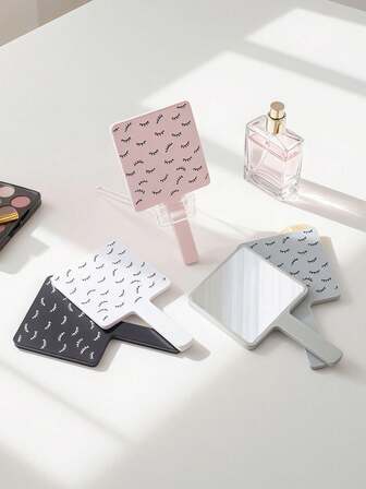 Espejo de maquillaje portátil y lindo con pestañas, conveniente de usar, estilo elegante, adecuado para el hogar, el baño, el maquillaje y la decoración del dormitorio, aplicable para citas, fiestas, aulas, interiores, exteriores, escenas navideñas, económico, relleno de calcetines, maquillaje, herramientas de maquillaje, cosas baratas, regalos, regalos para mujeres, regalos de Navidad